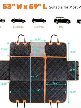 Universal Black & Tan Quilted Dog Car Seat Cover - Pets Travel Protector